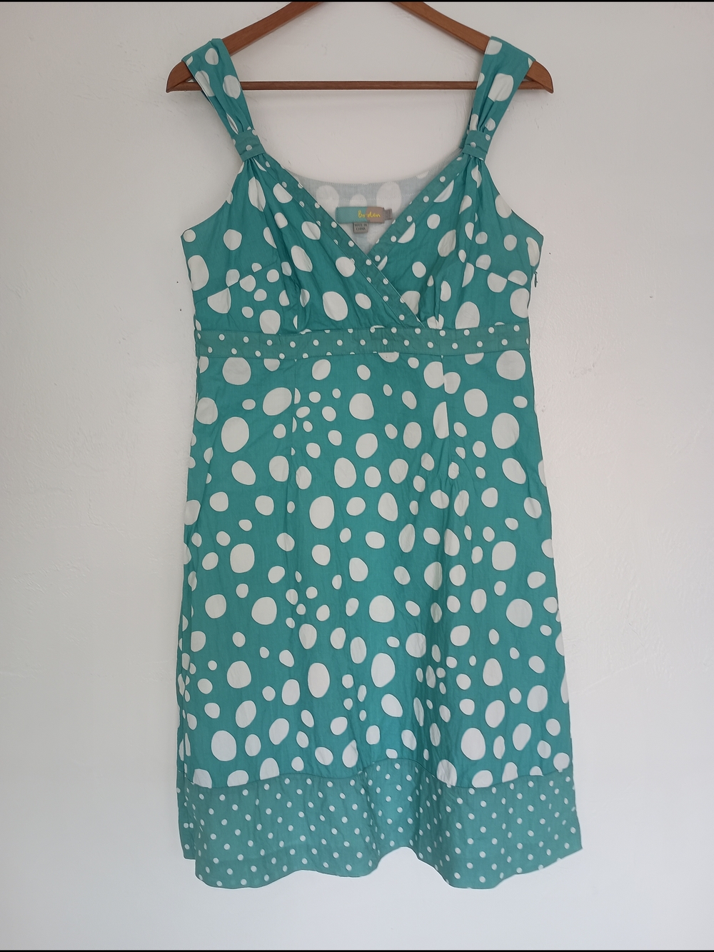 Boden 100% Cotton Teal and White Polka Dot Sundress